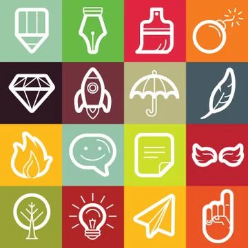 Vector flat icon set - graphic design symbols Stock Illustration