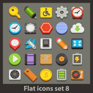 Vector flat icon-set Stock Illustration