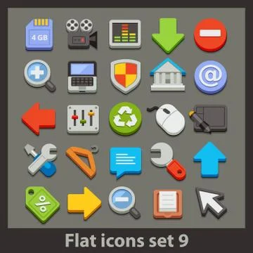 Vector flat icon-set Stock Illustration