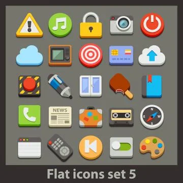 Vector flat icon-set Stock Illustration