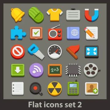 Vector flat icon-set Stock Illustration