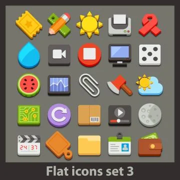 Vector flat icon-set Stock Illustration