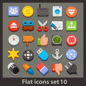 Vector flat icon-set Stock Illustration