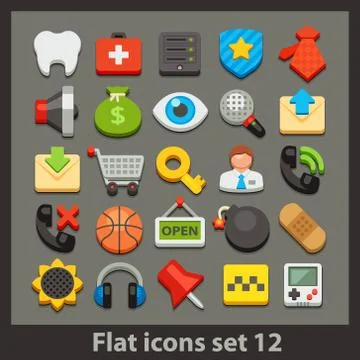 Vector flat icon-set Stock Illustration