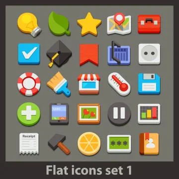 Vector flat icon-set Stock Illustration