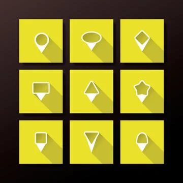 Vector flat icon set - map pins Stock Illustration