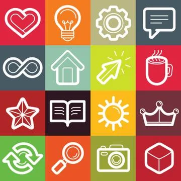 Vector flat icon set - signs and symbols Stock Illustration