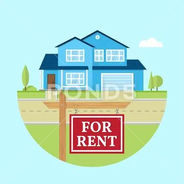 Vector flat icon suburban american house Stock Illustration