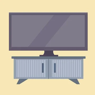 Vector flat icon TV stand, television,bedside dresser, monitor, logo. Stock Illustration