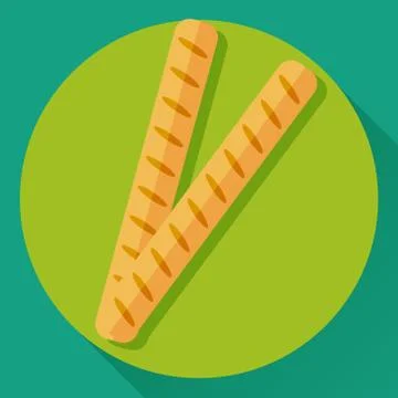 Vector flat icon of two French baguettes Stock Illustration
