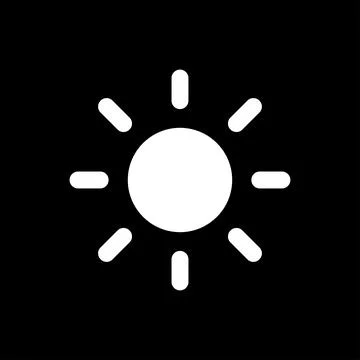Vector flat icon white sun on a black background. Stock Illustration