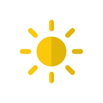 Vector flat icon of a yellow sun divided in half by a shadow. Stock Illustration