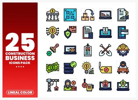 Vector flat icons for construction business. finance. and real estate. illu.. Ilustración de archivo