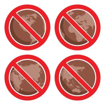 Vector flat icons to stop global earth pollution Stock Illustration