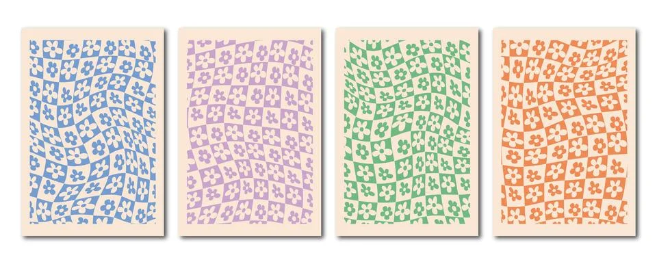 Vector flat illustration. Abstract floral patterns in squares with a light Stockillustratie
