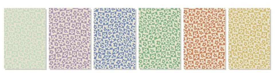 Vector flat illustration. Abstract floral patterns in squares on a white Illustrazione stock