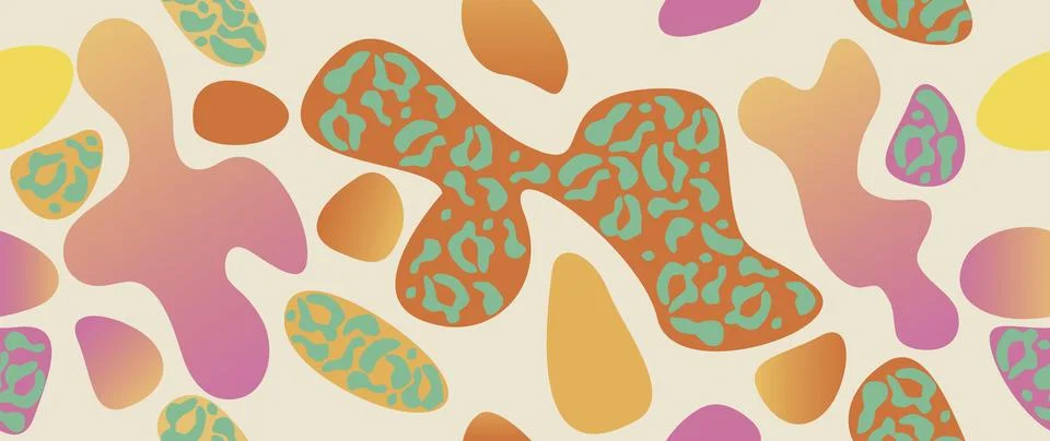 Vector flat illustration. Abstract pattern with leopard pattern and various Stock Illustration