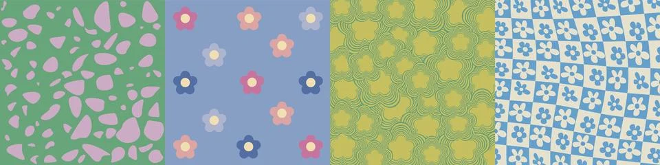 Vector flat illustration. Abstract style. Cool abstract floral patterns and Stock Illustration