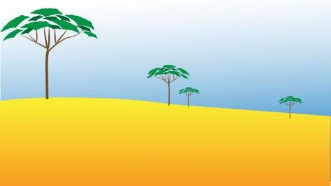 Vector flat illustration with african landscape. Kids style Stock Illustration