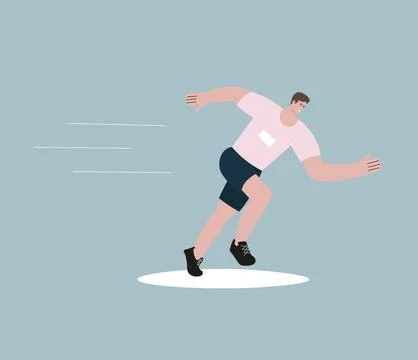 Vector Flat illustration, athlete engaged in sports running Stock Illustration