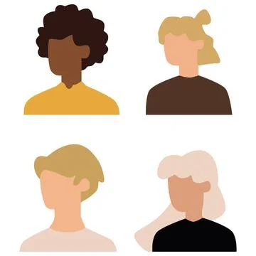 Vector flat illustration. Avatar, user profile, face icon, gender neutral s.. Stock Illustration