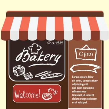 Vector flat  illustration bakery shop. Stock Illustration