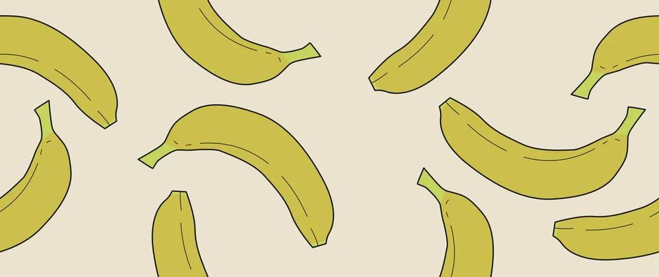 Vector flat illustration. Bananas on a light background. Seamless background Stock Illustration