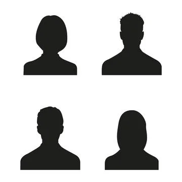 Vector flat illustration in black color. Avatar, user profile, person icon Stock Illustration
