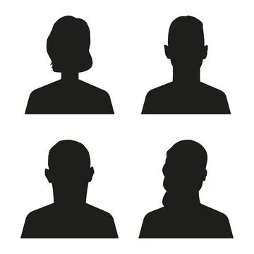 Vector flat illustration in black color. Avatar, user profile, person icon Stock Illustration