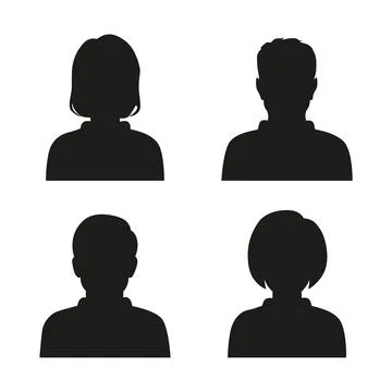 Vector flat illustration in black color. Avatar, user profile, person icon Stock Illustration