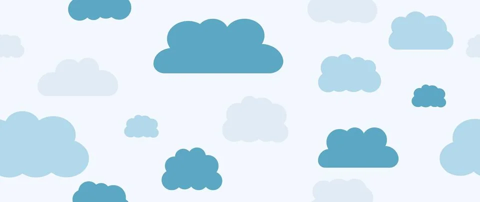 Vector flat illustration. Blue clouds set isolated on light background. Perfect Stockillustratie