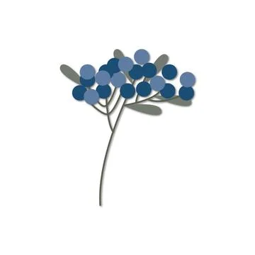 Vector flat illustration. Branch icon with berries on a white background 스톡 일러스트