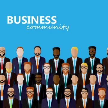 Vector flat  illustration of business or politics community. a large group of Stock Illustration