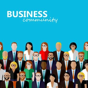Vector flat  illustration of business or politics community. a large group of Stock Illustration