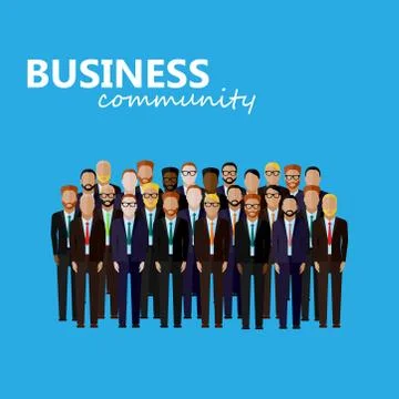 Vector flat  illustration of business or politics community. a large group of Stock Illustration