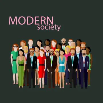 Vector flat  illustration of business or politics community. a large group of Stock Illustration
