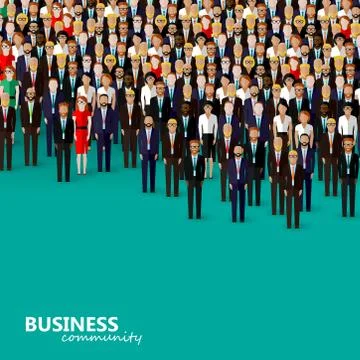 Vector flat illustration of business or politics community. a crowd of men and Stock Illustration
