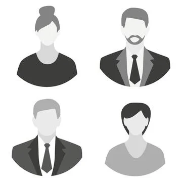 Vector flat illustration. Business profiles of two women and men. Avatar, user Stock Illustration