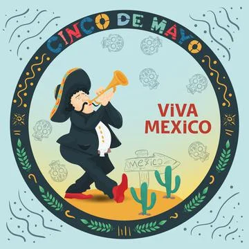 Vector flat illustration cartoon for design on the theme of the Mexican holid Stock Illustration