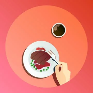 Vector flat illustration catering party with people hands and a plate with Stock Illustration