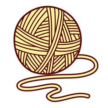 Vector flat illustration for children coloring in a doodle style. Ball of yarn Stock Illustration