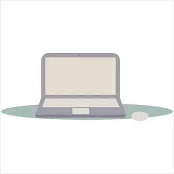 Vector flat illustration. Computer with mouse in pink-purple color on isola.. Stock Illustration