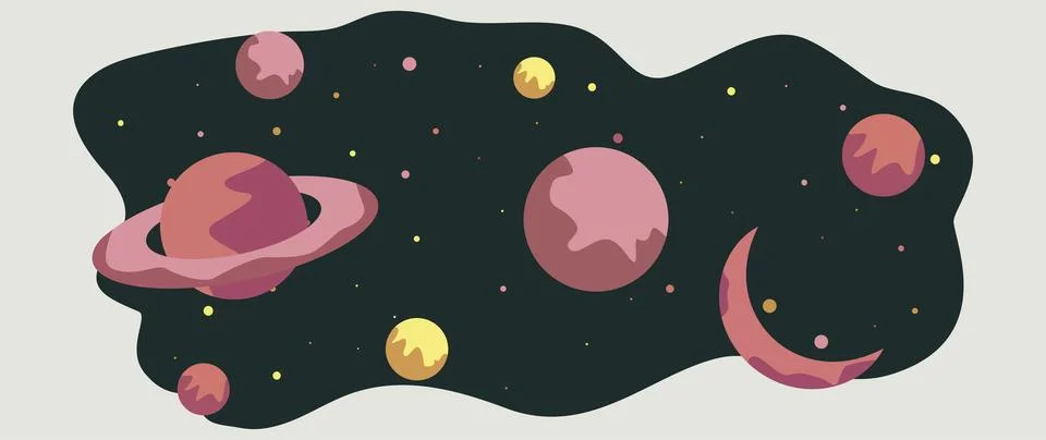 Vector flat illustration. The concept of astronomy and outer space. Night s.. Stock Illustration