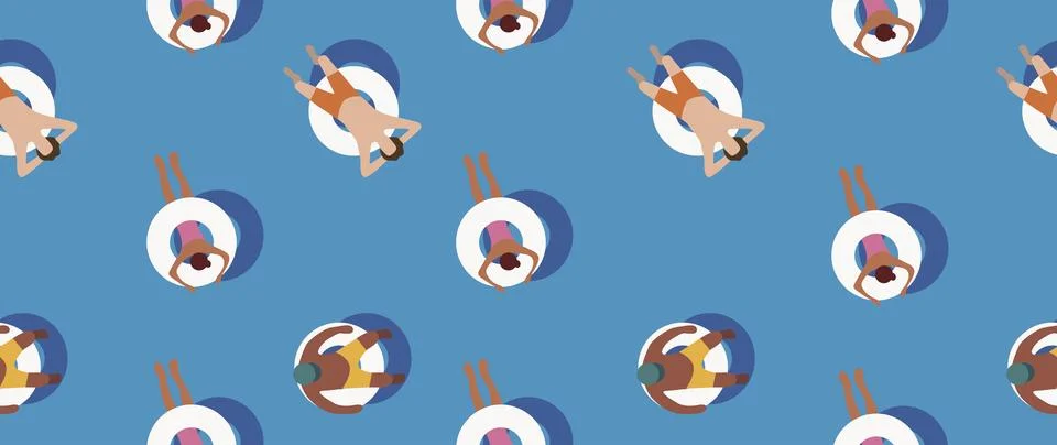 Vector flat illustration. The concept of summer vacation. Blue swimming pool Stock Illustration