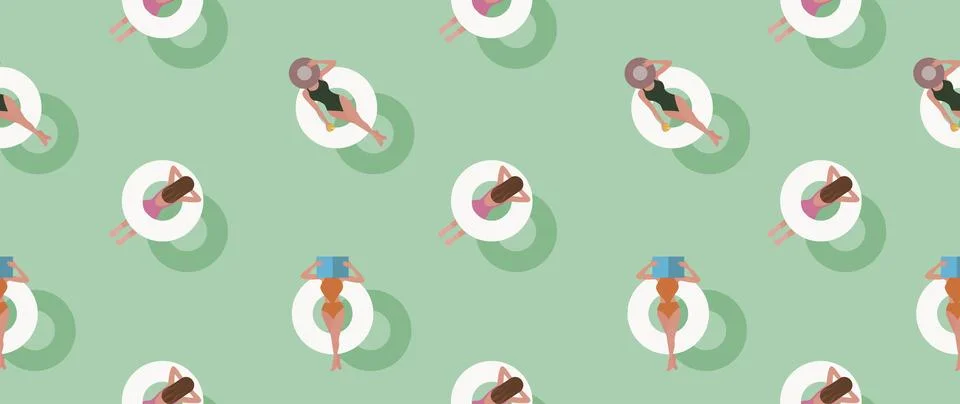 Vector flat illustration. The concept of summer vacation. Turquoise pool with Stock Illustration