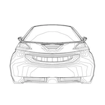 Vector flat illustration of contour small car. City car blueprint. Blank co.. Stock Illustration