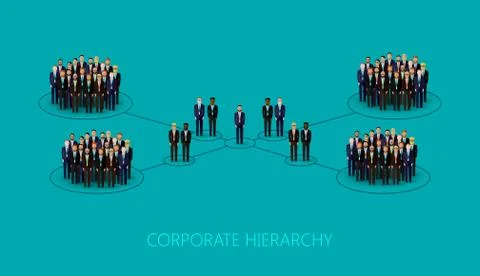 Vector flat illustration of a corporate hierarchy structure. a crowd of men ( Stock Illustration