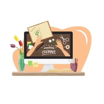 Vector flat illustration of creative video channel Stock Illustration