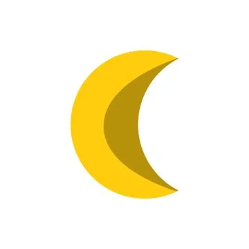Vector flat illustration of crescent moon. Flat simple minimalistic icon of Stock Illustration