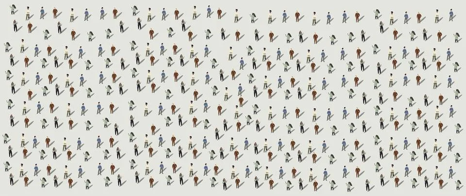 Vector flat illustration. Crowd of young and old men and women. Diverse gro.. Stock Illustration